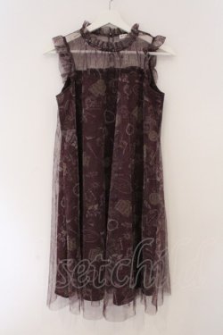 画像1: axes femme / トラベルチュール重ねワンピース  ワイン O-26-03-19-042-AX-OP-IG-OS