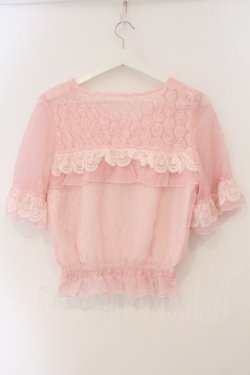 画像3: Bon24Hiz / 巻きバラ切り替えシフォントップス  ピンク O-26-03-19-045-LO-TO-OW-OS