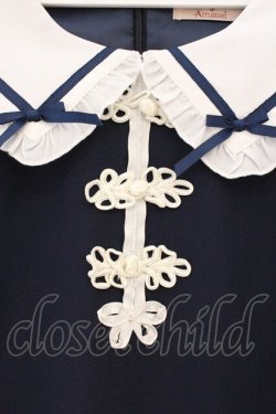 画像2: Amavel / チャイナモチーフ付フレア袖ワンピース F ネイビー O-26-03-19-048-CA-OP-OW-OS