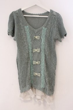 画像1: axes femme / プチバラ使い透かし編みボレロ M グリーン O-26-03-19-055-AX-TO-OW-OS