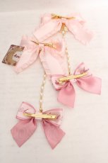 画像2: Amavel / パールチェーン付リボンクリップ  ピンク O-26-03-19-1039-CA-AC-IG-ZT651-F001 (2)