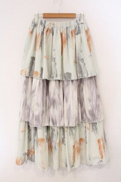 画像1: merry jenny / paintティアードスカート  グレー×ミント O-26-03-19-059-LO-SK-IG-OS