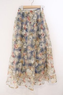 画像1: merry jenny / Gardenerエアリーロングスカート  アイボリー×ブルー O-26-03-19-060-LO-SK-IG-OS