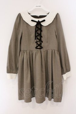 画像1: Ank Rouge / レースアップ襟付きワンピース  ブラウン O-26-03-19-067-CA-OP-IG-OS