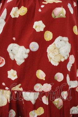 画像3: PINK HOUSE / 幸見うさぎプリントミディワンピース  アカ O-26-03-19-010-LO-OP-OW-OS