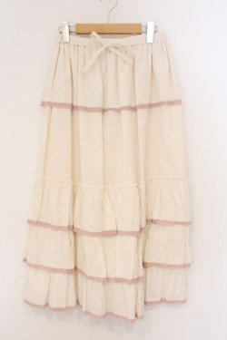 画像1: alcali / コットンローンレースAラインギャザーフリルスカート  キナリ O-26-03-19-089-LO-SK-OW-OS