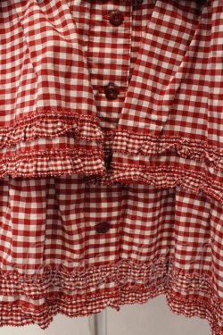 画像4: alcali / alcali × misako aoki/コットンギンガム前あきワンピース  アカ O-26-03-19-090-LO-OP-OW-OS