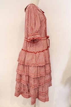 画像5: alcali / alcali × misako aoki/コットンギンガム前あきワンピース  アカ O-26-03-19-090-LO-OP-OW-OS