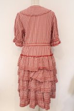 画像6: alcali / alcali × misako aoki/コットンギンガム前あきワンピース  アカ O-26-03-19-090-LO-OP-OW-OS (6)