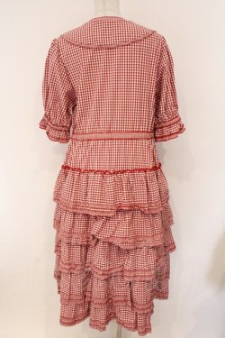 画像6: alcali / alcali × misako aoki/コットンギンガム前あきワンピース  アカ O-26-03-19-090-LO-OP-OW-OS