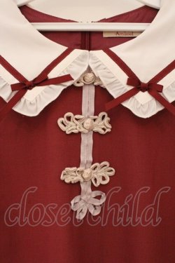 画像2: Amavel / チャイナモチーフ付フレア袖ワンピース F アカ O-26-03-19-016-CA-OP-OW-OS