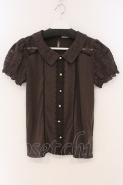 画像1: axes femme / レース使いブラウス風プルオーバー M ブラウン O-26-03-19-019-AX-TO-OW-OS