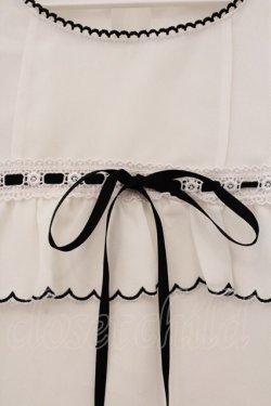 画像2: evelyn / はしごレースプルブラウス  シロ×クロ O-26-03-19-020-LO-BL-OW-OS