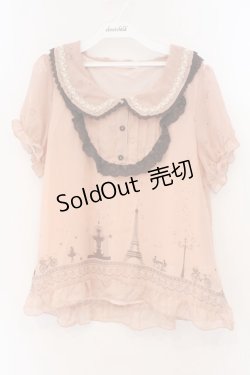 画像1: axes femme / メルヘン柄ブラウス風プルオーバー M ピンク O-26-03-19-025-AX-TO-OW-OS