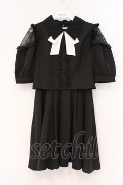 画像1: Rojita / 飾りリボンブローチ付き肩レースワンピース  クロ O-26-03-21-029-LO-OP-IG-OS