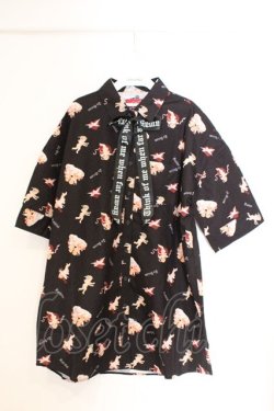 画像1: Jamie エーエヌケー / エンジェルプリントBIGシャツ M クロ O-26-03-21-033-LO-BL-OW-OS