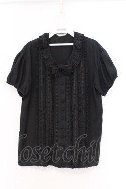 画像1: INGEBORG / レース通しパフブラウス  クロ O-26-03-21-004-LO-BL-IG-OS