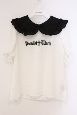 画像1: Jamie エーエヌケー / ゴシックロゴブラウス M シロ×クロ O-26-03-21-038-LO-BL-OW-OS