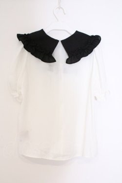 画像4: Jamie エーエヌケー / ゴシックロゴブラウス M シロ×クロ O-26-03-21-038-LO-BL-OW-OS
