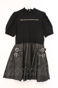 画像1: Jamie エーエヌケー / 合皮ドッキングワンピース M クロ O-26-03-21-045-LO-OP-OW-OS