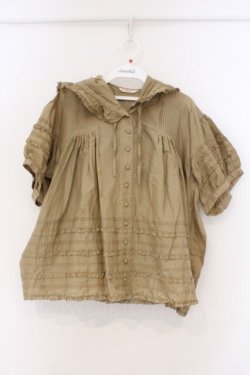 画像1: WONDERFUL WORLD / フード付きタックフリルブラウス【お直しあり】  ベージュ O-26-03-21-005-LO-BL-IG-OS