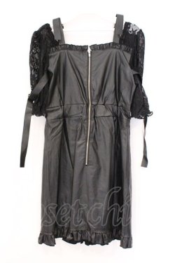 画像3: Jamie エーエヌケー / 袖レースドッキング合皮ワンピース M クロ O-26-03-21-046-LO-OP-OW-OS