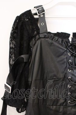 画像2: Jamie エーエヌケー / 袖レースドッキング合皮ワンピース M クロ O-26-03-21-048-LO-OP-OW-OS