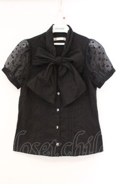 画像1: Ank Rouge / 水玉チュール切り替えブラウス M クロ O-26-03-21-051-CA-BL-OW-OS