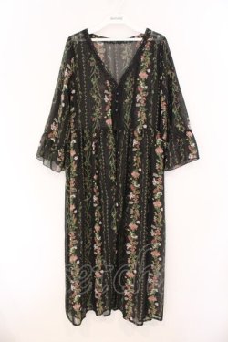 画像1: axes femme / 花柄シースルーロングカーディガン  クロ O-26-03-21-052-AX-TO-IG-OS