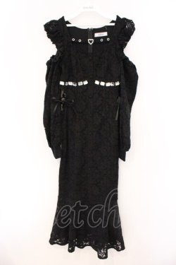 画像1: Ank Rouge / レースオフショルマーメイドワンピース M クロ O-26-03-21-053-CA-OP-OW-OS