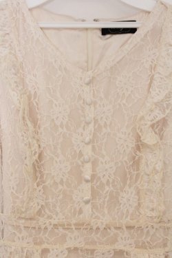 画像2: evelyn / レース半袖ロングワンピース  アイボリー O-26-03-21-1045-LO-OP-OW-OS