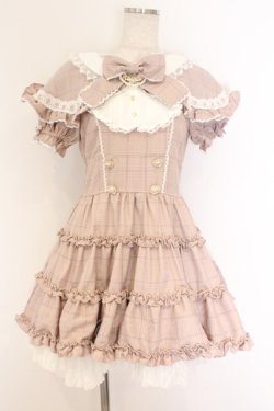 画像1: LIZ LISA / チェックリボンケープワンピース 0 ピンク O-26-03-21-1007-LO-OP-OW-OS