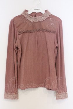 画像1: axes femme / チュールローズレース切替プルオーバー F ピンク O-26-03-21-1021-AX-TO-IG-OS