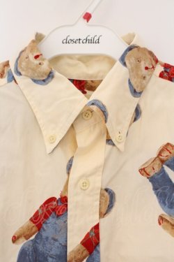 画像2: MEN'S KANEKO ISAO / テディ柄シャツ  アイボリー O-26-03-21-061-LO-BL-IG-OS