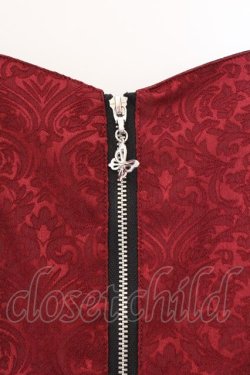 画像2: axes femme POETIQUE / ジャガード切り替えワンピース M アカ×クロ O-26-03-21-064-AX-OP-IG-OS