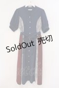 axes femme / レース切替配色シャツワンピ M ブルー×アカ O-26-03-21-065-AX-OP-IG-OS