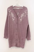 axes femme / 桜刺繍ロングニットカーデ M ピンク O-26-03-21-069-AX-TO-IG-OS