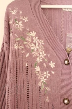 画像2: axes femme / 桜刺繍ロングニットカーデ M ピンク O-26-03-21-069-AX-TO-IG-OS