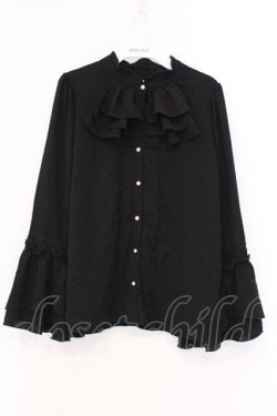 画像1: axes femme / ジャボ風フリルブラウス  クロ O-26-03-21-070-AX-BL-IG-OS