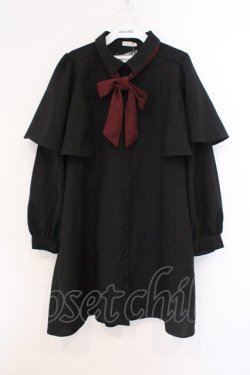 画像1: axes femme / ケープデザインワンピース  クロ×ワイン O-26-03-21-072-AX-OP-IG-OS