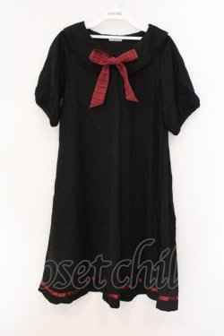 画像1: axes femme / リボン付セーラーワンピース  クロ×アカ O-26-03-21-077-AX-OP-IG-OS