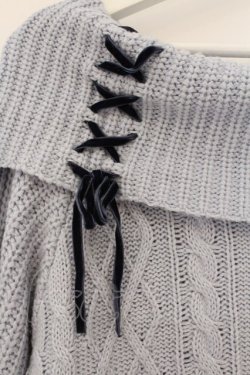 画像2: axes femme / Ｗ編み上げニットチュニック  サックス O-26-03-21-078-AX-OP-IG-OS