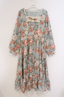 画像1: axes femme / ブルームフラワー柄ワンピース F ミント O-26-03-21-083-AX-OP-IG-OS