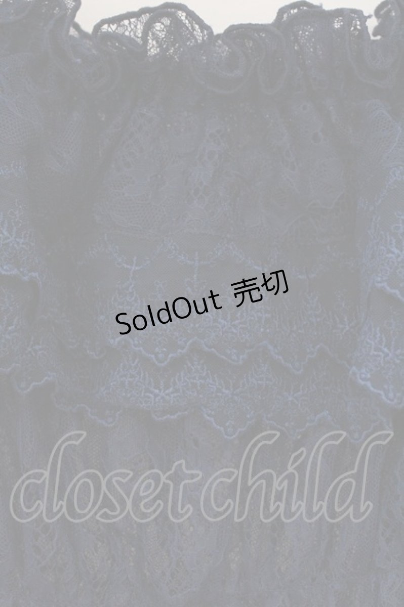 画像2: ATELIER PIERROT / Shirring Princess Sleeve Blouse-Lace-  ネイビー O-26-03-21-086-EL-BL-IG-OS (2)