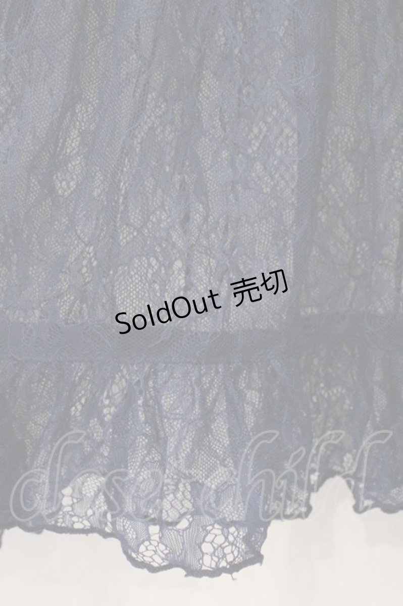 画像4: ATELIER PIERROT / Shirring Princess Sleeve Blouse-Lace-  ネイビー O-26-03-21-086-EL-BL-IG-OS (4)