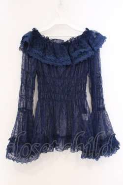 画像5: ATELIER PIERROT / Shirring Princess Sleeve Blouse-Lace-  ネイビー O-26-03-21-086-EL-BL-IG-OS