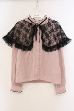 画像1: Secret Honey / レースケープブラウス 2 ピンク×クロ O-26-03-21-094-CA-BL-OW-OS (1)