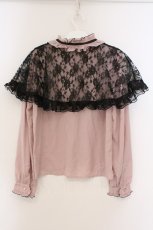 画像3: Secret Honey / レースケープブラウス 2 ピンク×クロ O-26-03-21-094-CA-BL-OW-OS (3)