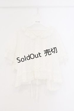 画像1: PINK HOUSE / ローンフリルはしごリボン半袖ブラウス【お直しあり】  シロ O-26-03-21-009-LO-BL-IG-OS