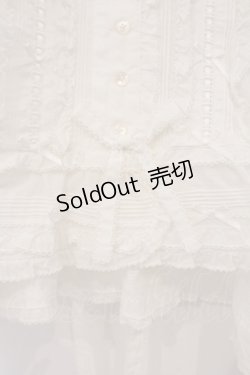 画像3: PINK HOUSE / ローンフリルはしごリボン半袖ブラウス【お直しあり】  シロ O-26-03-21-009-LO-BL-IG-OS